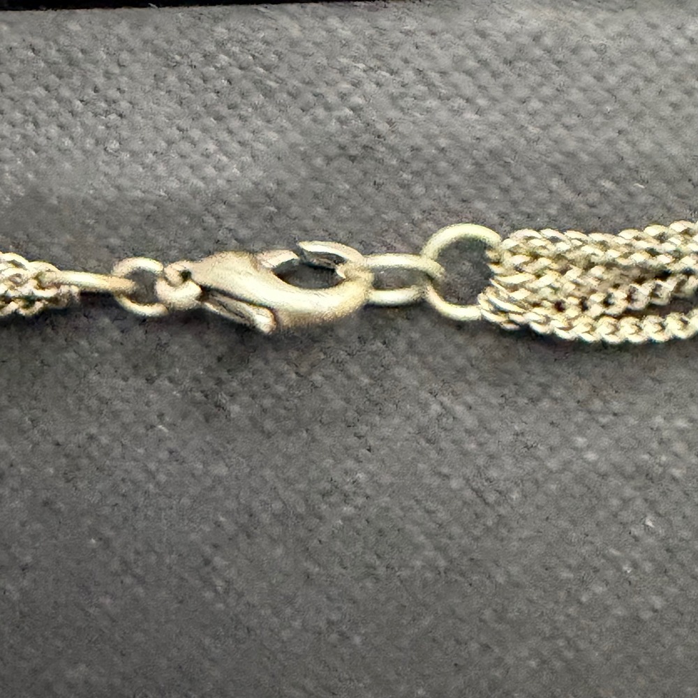 Multi-Strand Chain Necklace Women OS Silver Textured Link Layered - Picture 7 of 11
